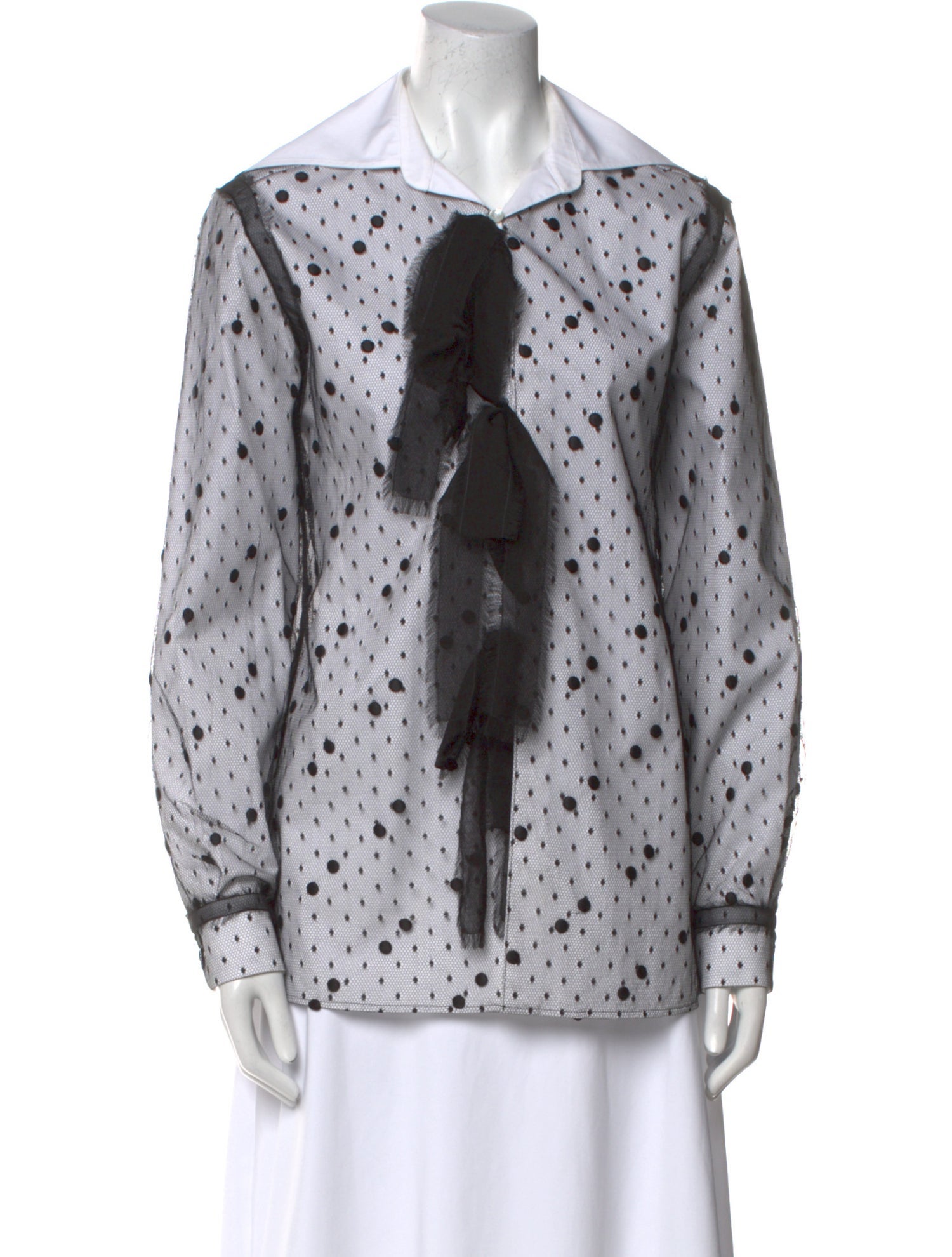 Valentino Polka Dot Print Long Sleeve Button-Up Top