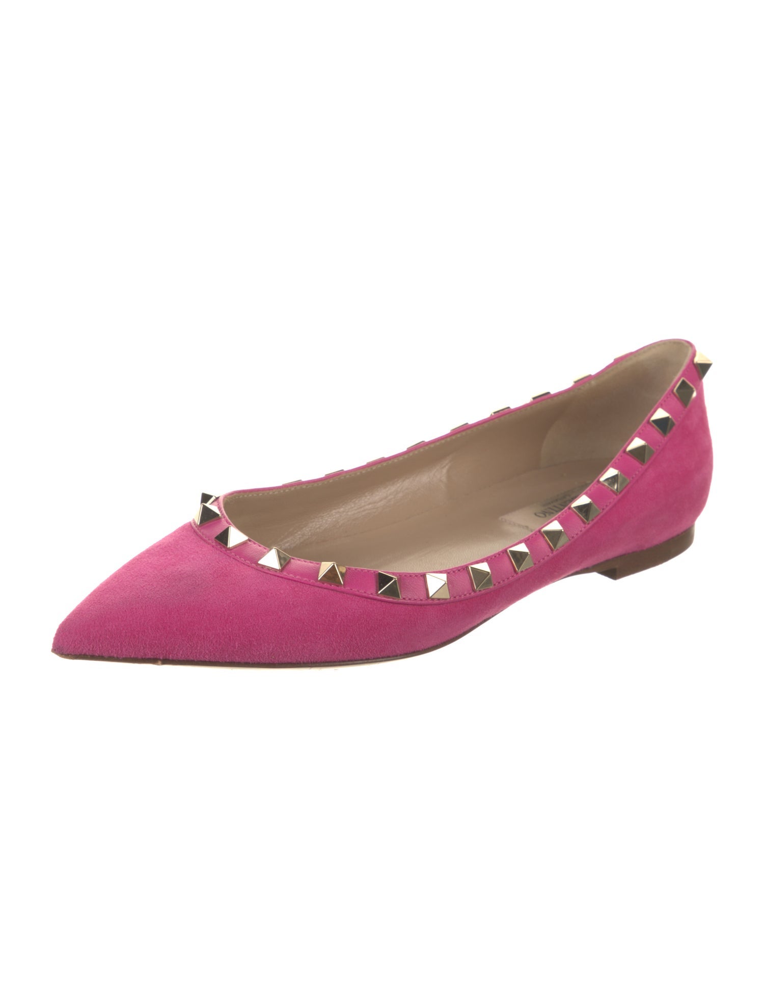 Valentino Rockstud Accents Suede Ballet Flats