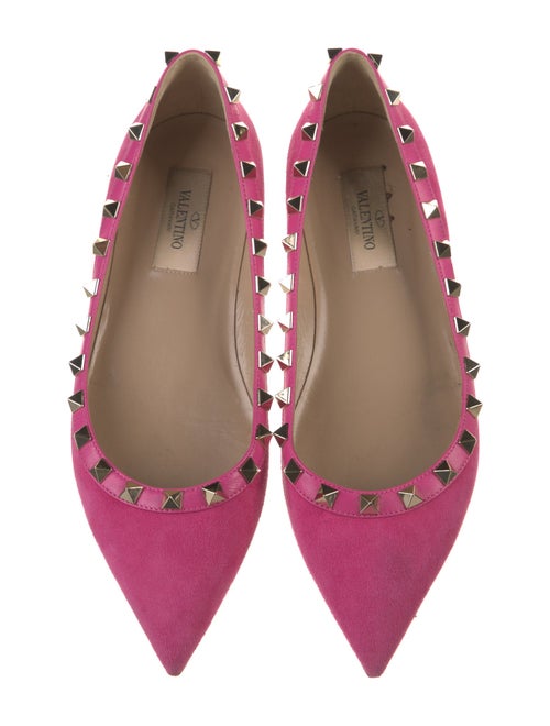 Valentino Rockstud Accents Suede Ballet Flats
