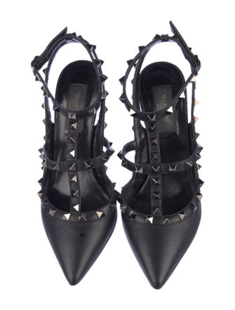 Valentino Rockstud Accents Leather T-Strap Pumps