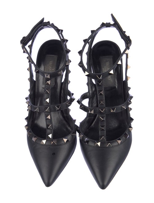 Valentino Rockstud Accents Leather T-Strap Pumps