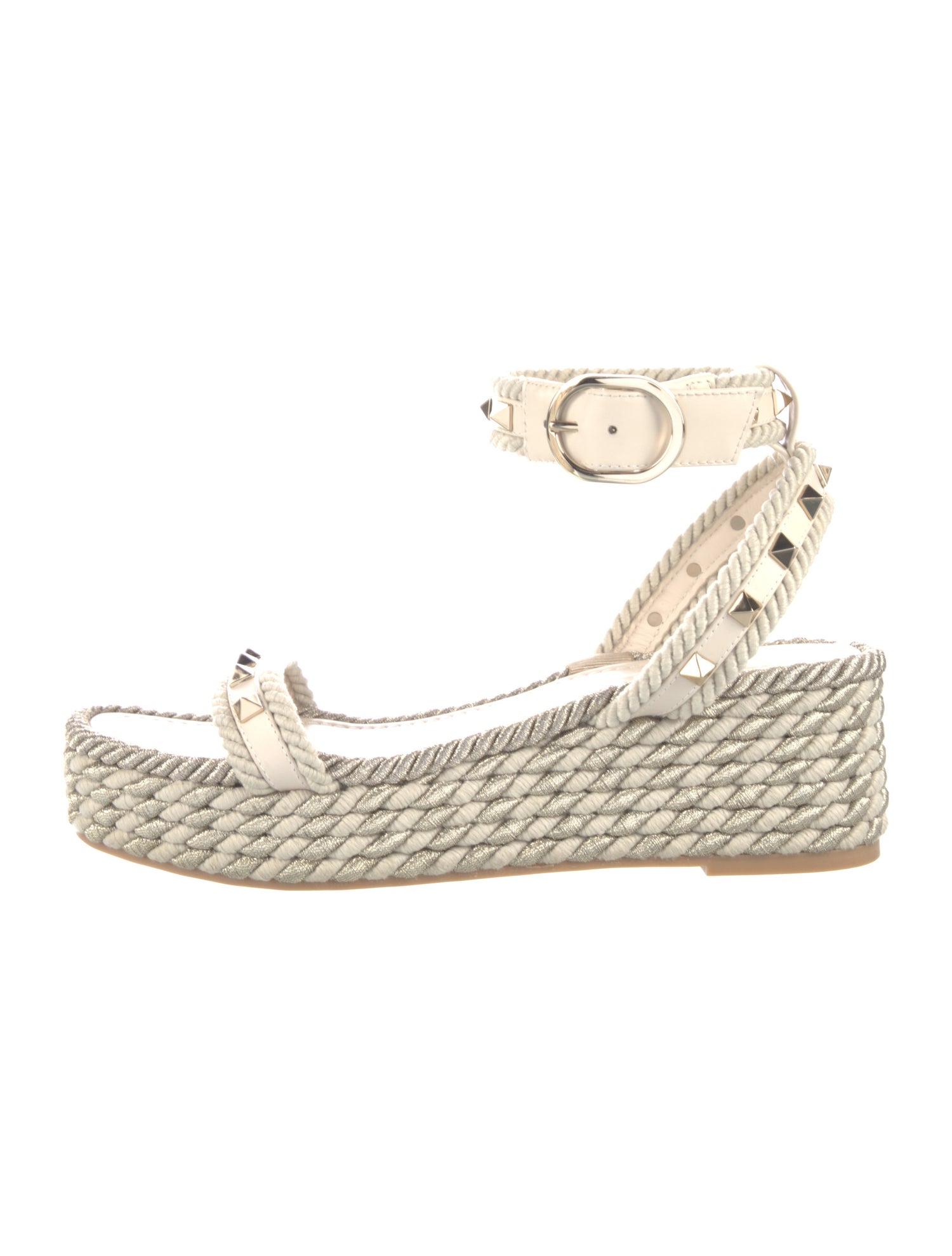Valentino Rockstud Accents Leather Espadrilles