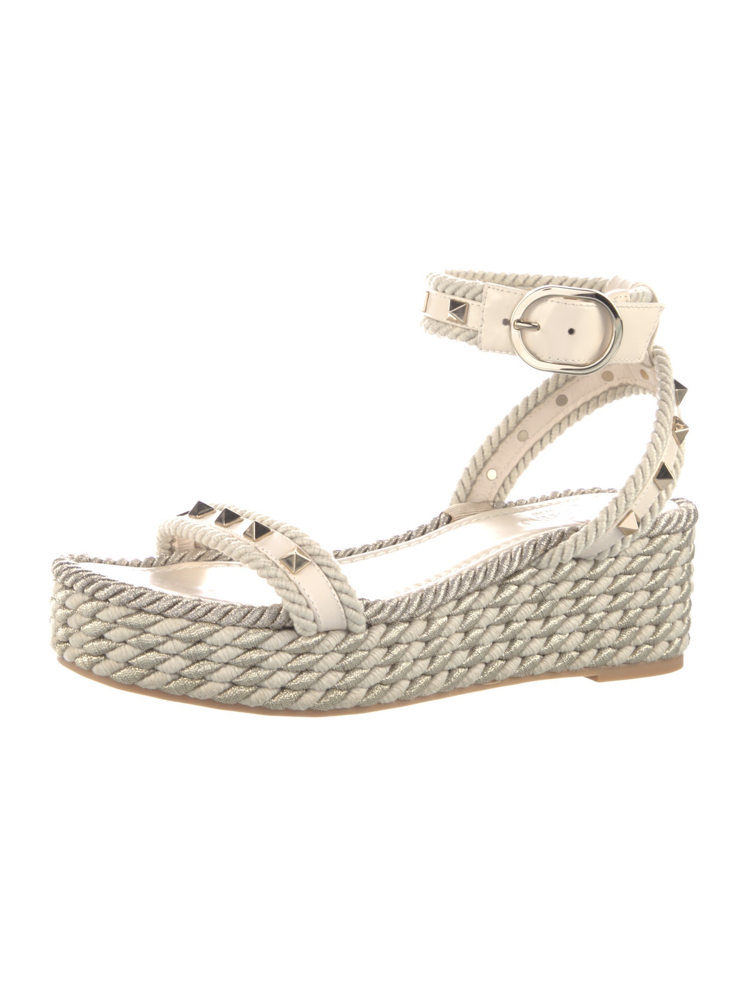 Valentino Rockstud Accents Leather Espadrilles