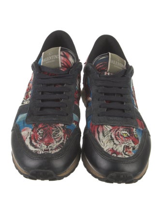 Valentino Rockstud Accents Suede Sneakers
