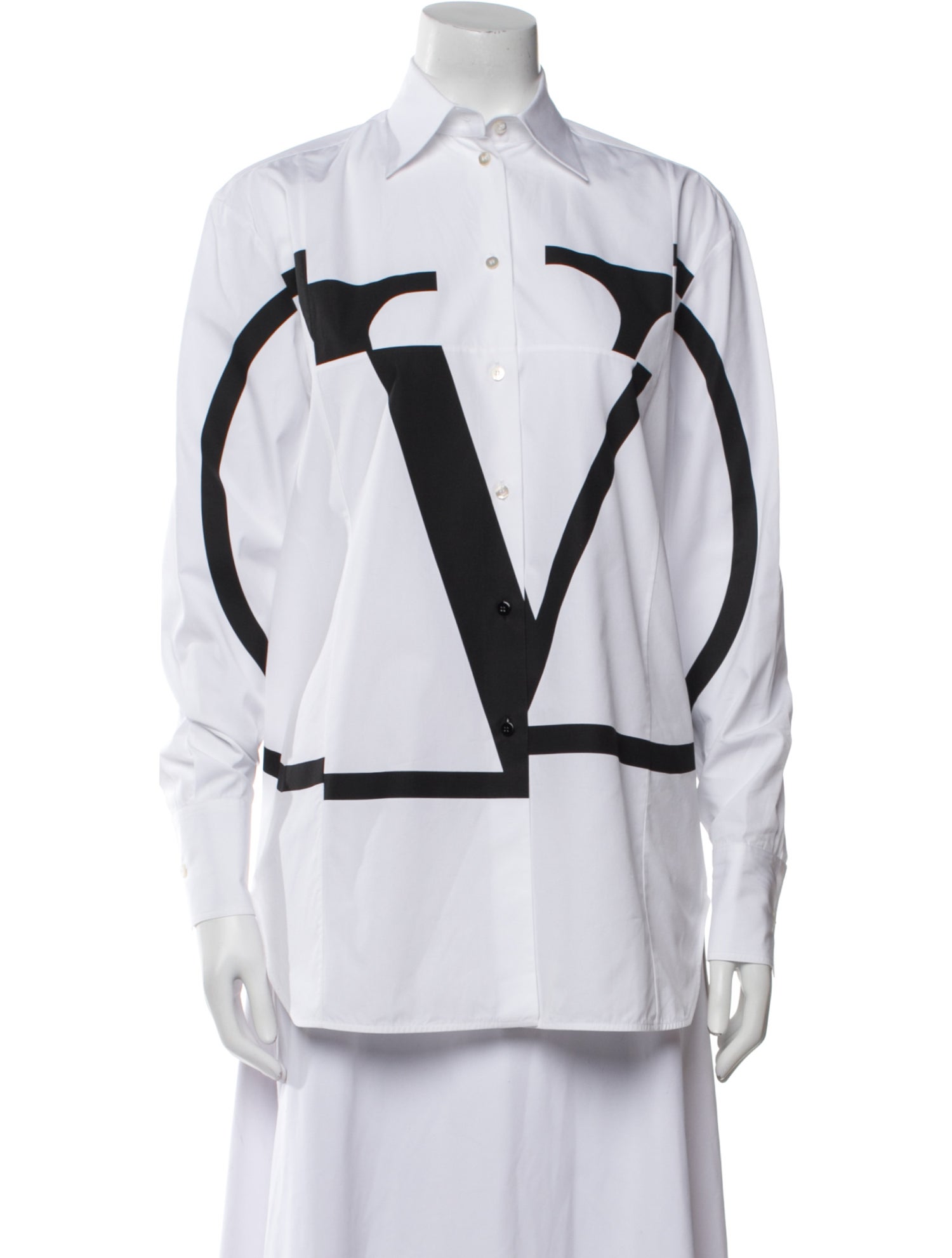 Valentino Graphic Print Long Sleeve Button-Up Top