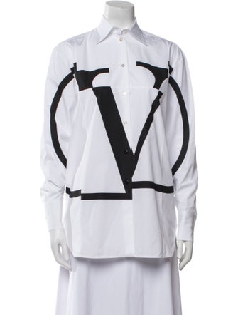 Valentino Graphic Print Long Sleeve Button-Up Top
