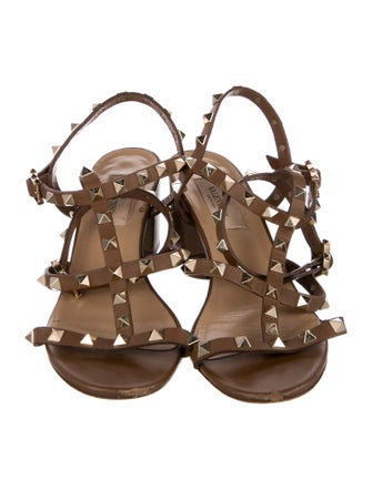 Valentino Rockstud Accents Leather Gladiator Sandals