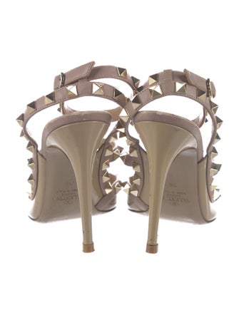 Valentino Rockstud Accents Patent Leather T-Strap Pumps