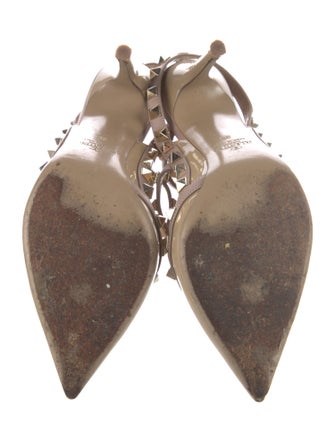 Valentino Rockstud Accents Patent Leather T-Strap Pumps