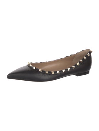 Valentino Rockstud Accents Leather Ballet Flats