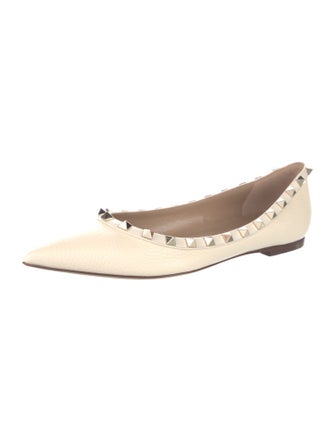 Valentino Rockstud Accents Leather Ballet Flats