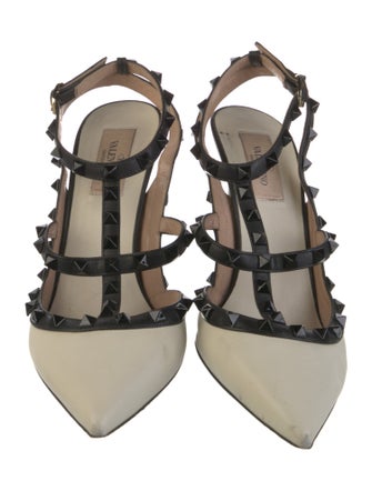 Valentino Rockstud Accents Leather T-Strap Pumps