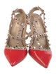 Valentino Rockstud Accents Patent Leather T-Strap Pumps