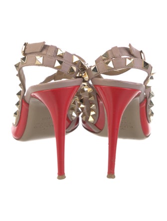 Valentino Rockstud Accents Patent Leather T-Strap Pumps
