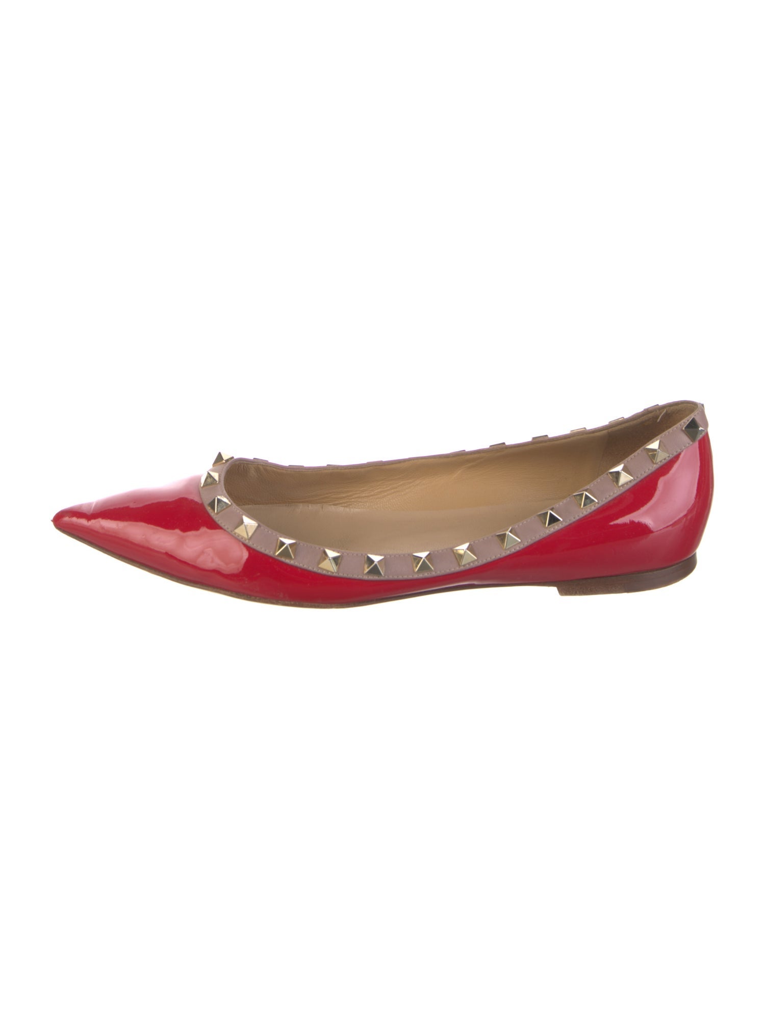 Valentino Rockstud Accents Patent Leather Ballet Flats
