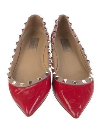 Valentino Rockstud Accents Patent Leather Ballet Flats