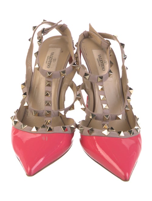 Valentino Rockstud Accents Patent Leather T-Strap Pumps