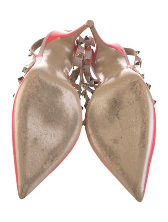 Valentino Rockstud Accents Patent Leather T-Strap Pumps