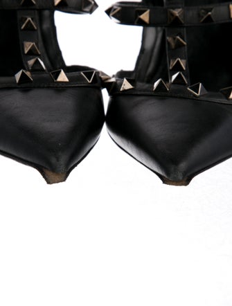 Valentino Rockstud Accents Leather T-Strap Pumps
