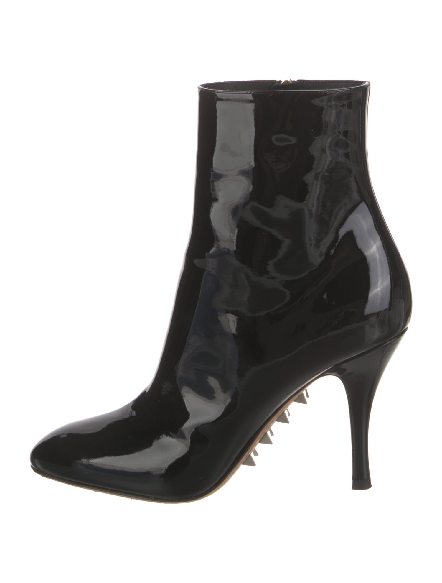 Valentino Rockstud Accents Patent Leather Chelsea Boots