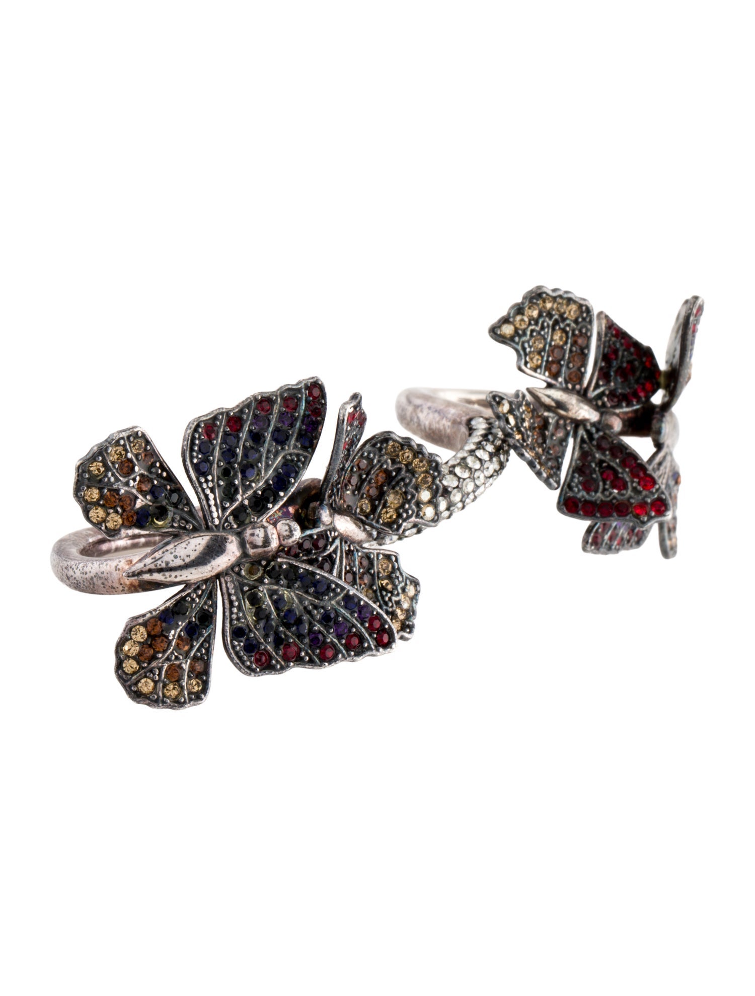 Valentino Crystal Three Finger Cocktail Ring