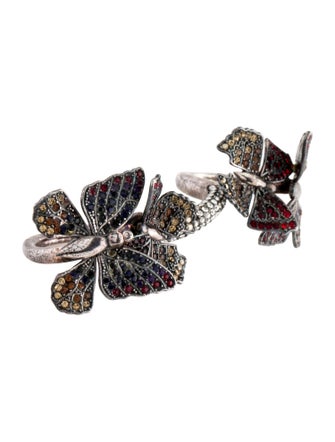 Valentino Crystal Three Finger Cocktail Ring