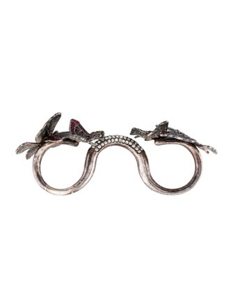 Valentino Crystal Three Finger Cocktail Ring