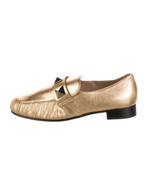 Valentino Rockstud Accents Leather Loafers