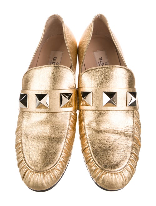 Valentino Rockstud Accents Leather Loafers