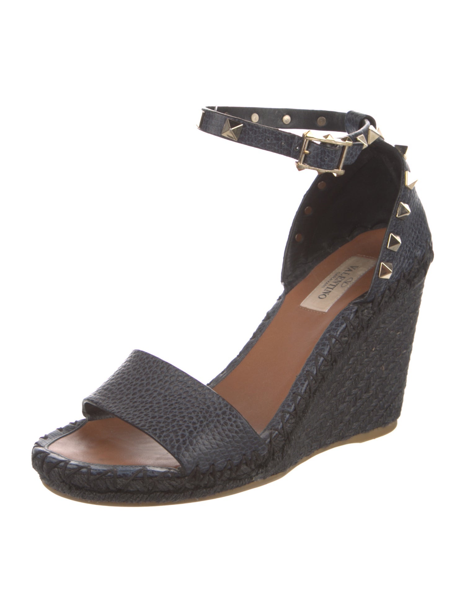 Valentino Rockstud Accents Leather Espadrilles