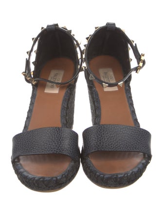 Valentino Rockstud Accents Leather Espadrilles