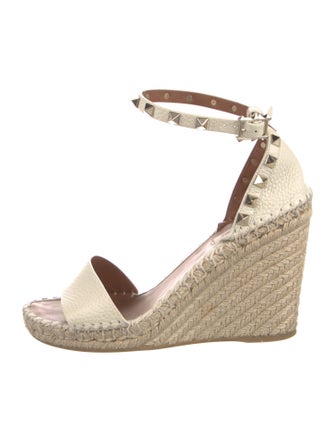 Valentino Rockstud Accents Leather Espadrilles