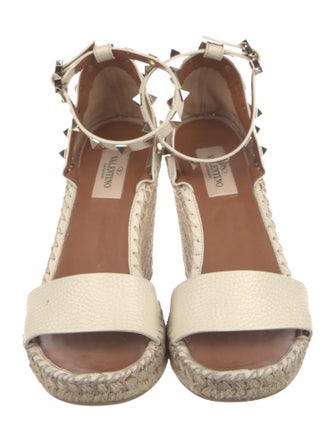 Valentino Rockstud Accents Leather Espadrilles
