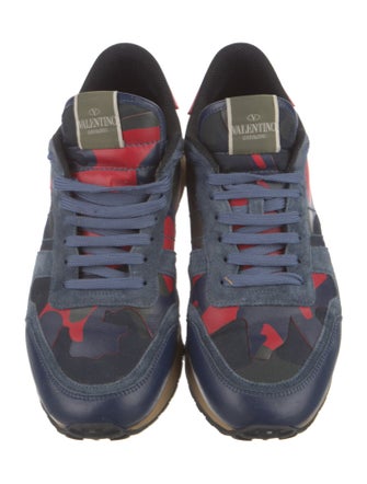 Valentino Rockstud Accents Leather Sneakers