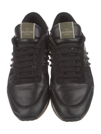 Valentino Rockstud Accents Leather Sneakers