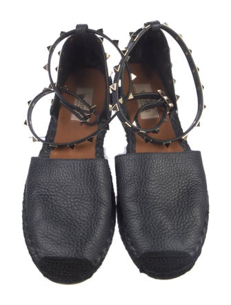 Valentino Rockstud Accents Leather Espadrilles