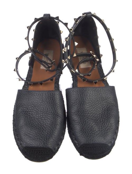 Valentino Rockstud Accents Leather Espadrilles