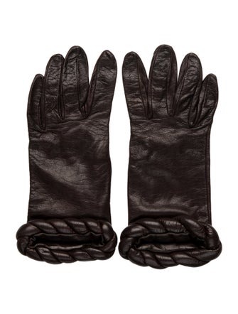 Valentino Braid-Trimmed Leather Gloves