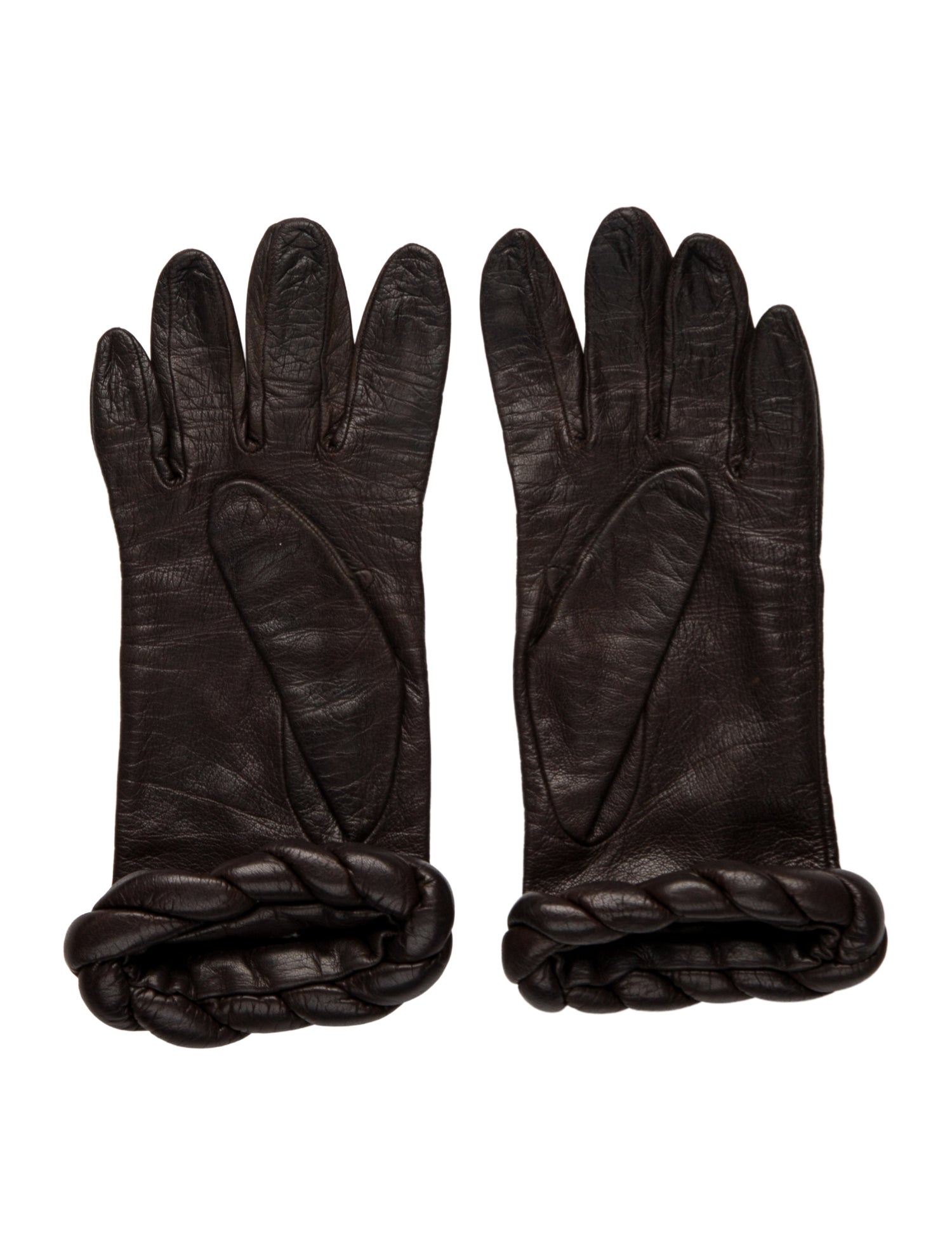 Valentino Braid-Trimmed Leather Gloves