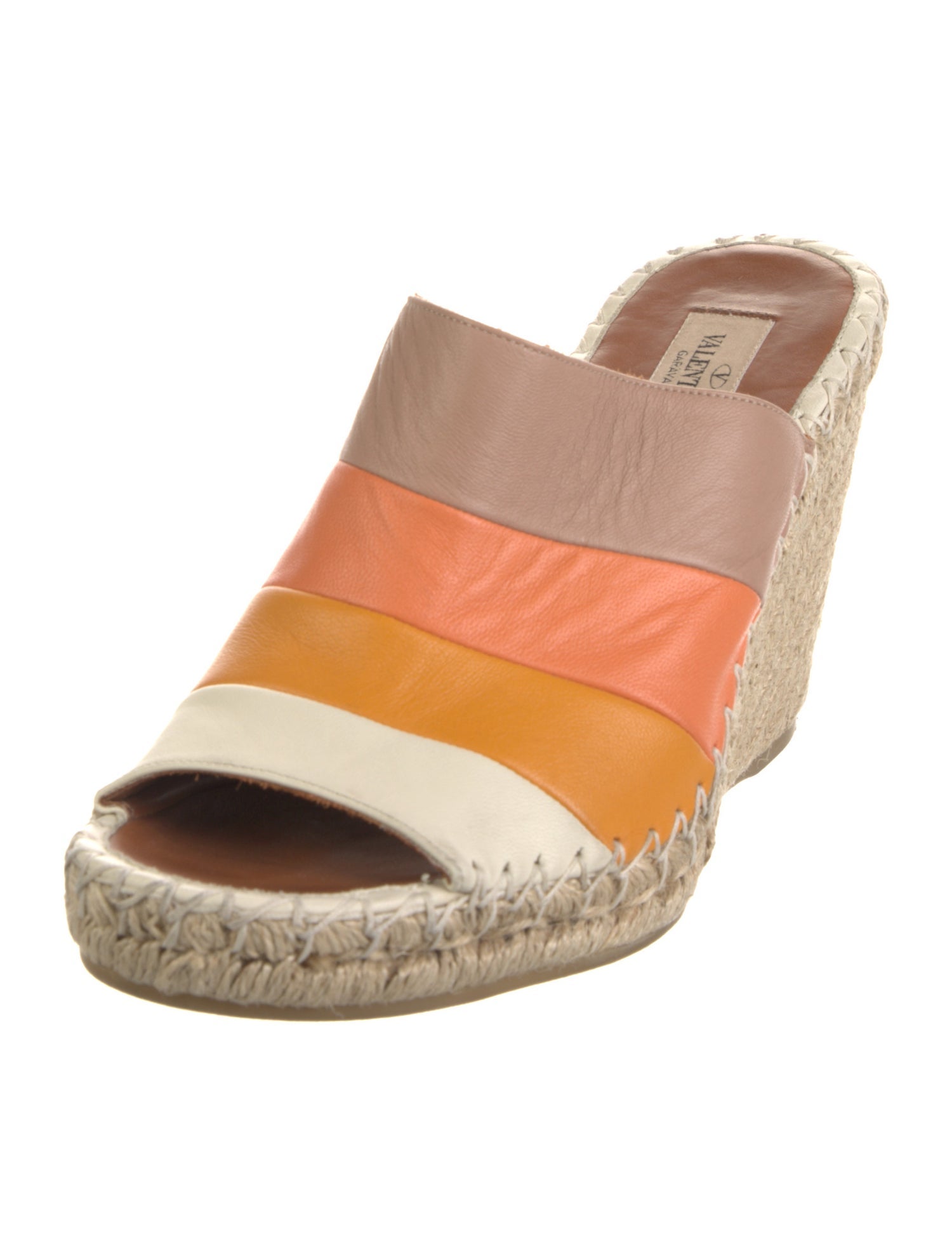 Valentino Leather Colorblock Pattern Espadrilles