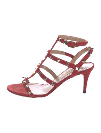 Valentino Rockstud Accents Leather T-Strap Sandals