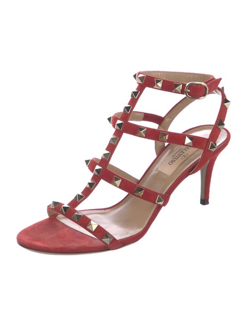 Valentino Rockstud Accents Leather T-Strap Sandals