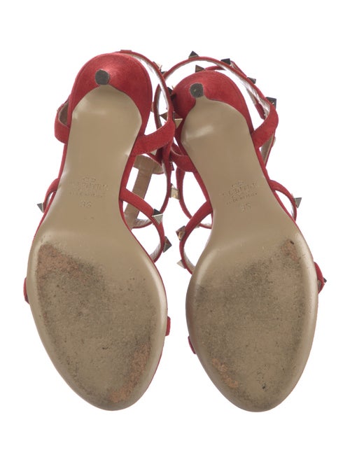 Valentino Rockstud Accents Leather T-Strap Sandals