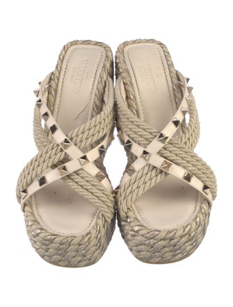 Valentino Rockstud Accents Leather Espadrilles