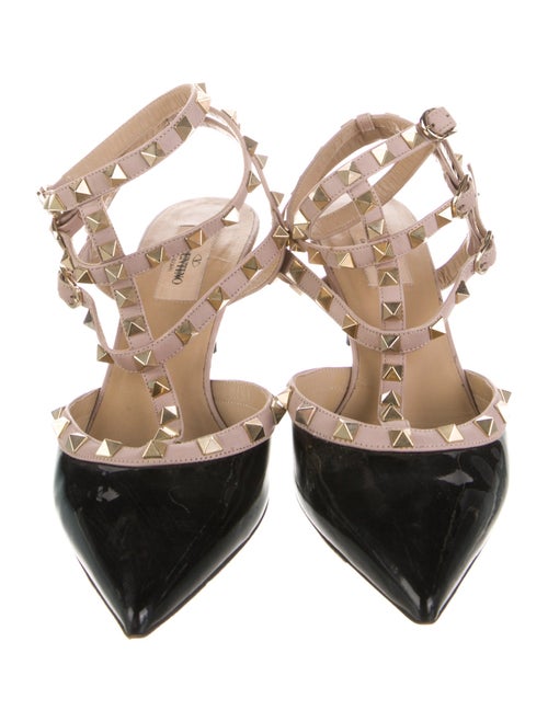 Valentino Rockstud Accents Patent Leather T-Strap Pumps