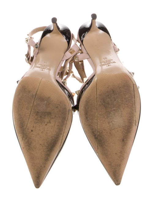 Valentino Rockstud Accents Patent Leather T-Strap Pumps