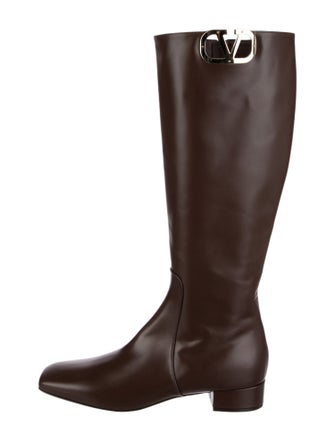 Valentino Rockstud Accents Leather Riding Boots