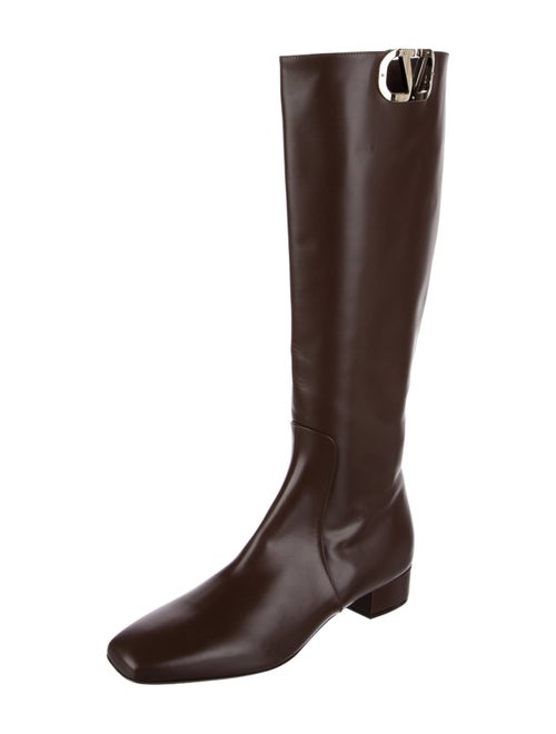 Valentino Rockstud Accents Leather Riding Boots