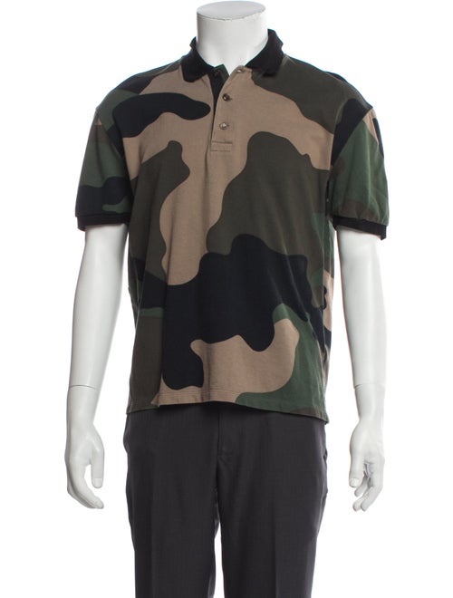 Valentino Camouflage Print Crew Neck Polo Shirt