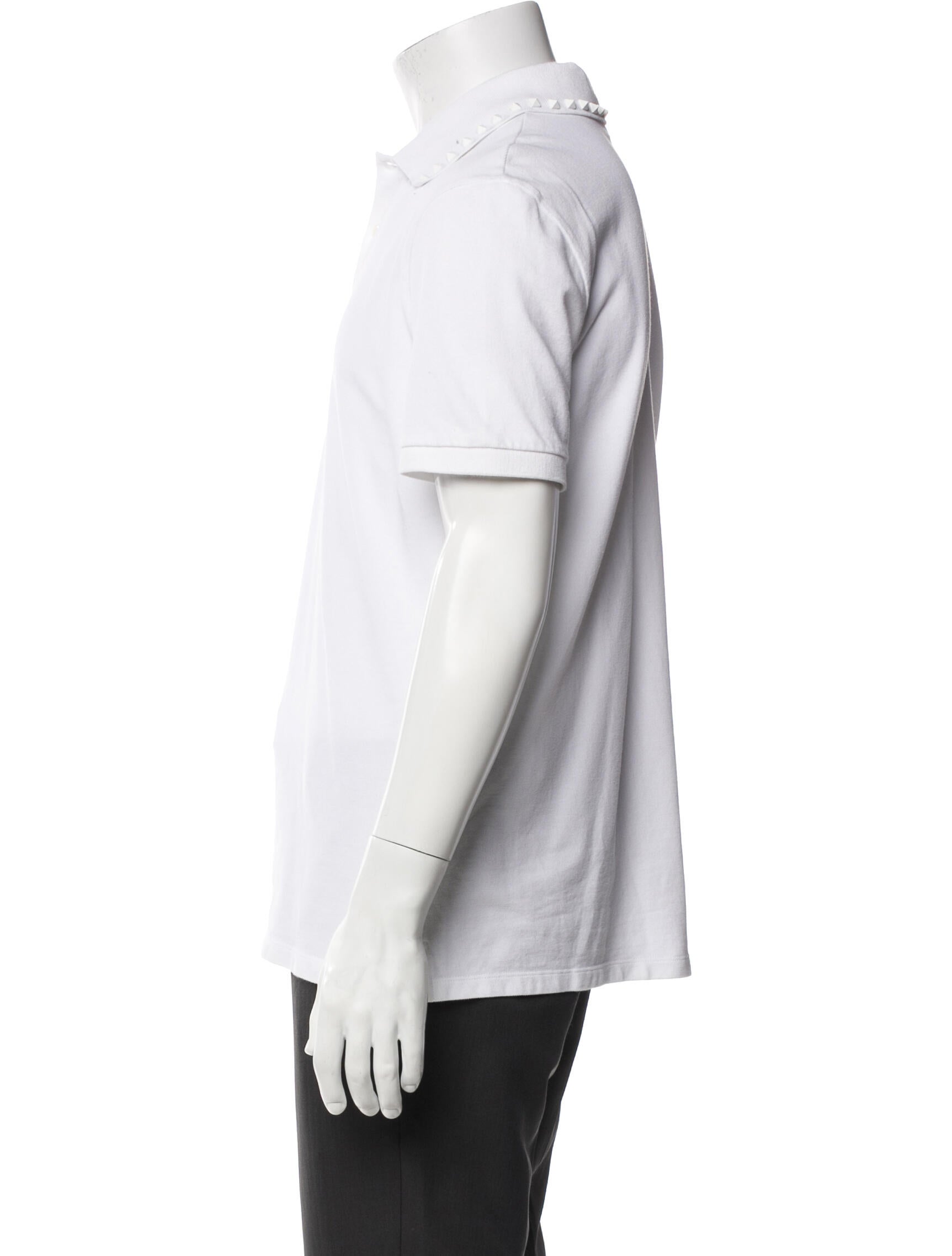 Valentino Rockstud Accents V-Neck Polo Shirt